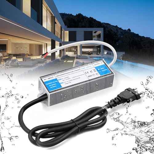 BRIMETI LED Trafo 24V 36W Wasserdicht IP67 LED Treiber Netzteil 1,5A Mit Stecker Schaltnetzteil Transformator AC 230V auf DC 24 Volt Außenbereich, Kompakter Dünner Konstantspannung Niedervolttrafo