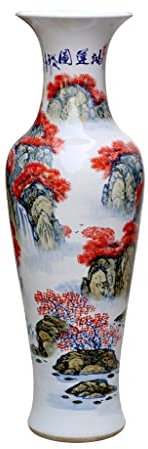 Große Bodenvase, große Vasen for Wohnzimmer, Ornamente, Blumenvase, Retro-chinesische Keramik, handbemalte Landschaftsmalerei, große Vase vom Boden bis zur Decke