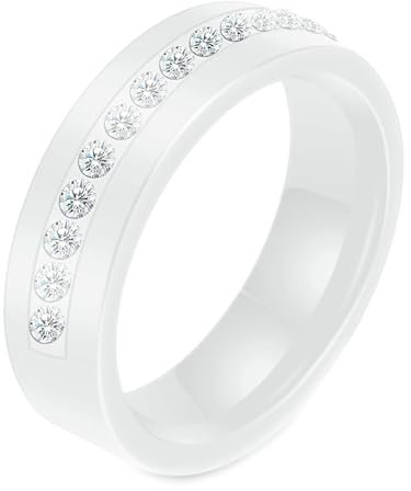 Wycian Freundschaftsringe Beste Freundinnen, Vintage Ringe mit Stein Keramik Zirkonia Weiß Größe 52 (16.6) 6mm Ring mit Zirkonia Anpassbar für Frau Abschlussball