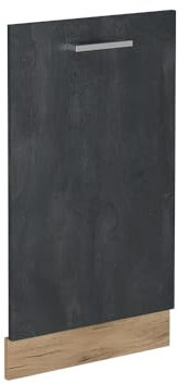 Vicco Panel Frontal del lavavajillas R-Line, Hormigón Negro, 45 cm sin encimera