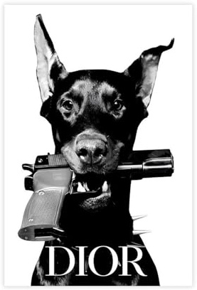 NCUDANK Dobermann-Pinscher-Pistole, Vintage-Kunst-Poster, Leinwand, Poster, Schlafzimmer, Dekoration, Landschaft, Büro, Raumdekoration, Geschenk, 30 x 45 cm