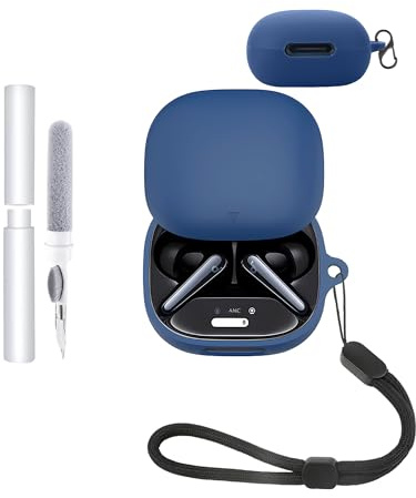 Silicone Protective Case for Anker Soundcore Liberty 5 Earbuds - Durable and Eco-Friendly Bluetooth Earphone Cover with ClearKit & KeyChain & lanyard,Blue