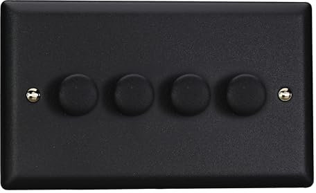 Varilight 4-Gang V-Pro Rotary 2-Way LED Dimmer 4 x 0-120W - Urban Matt Black With Matt Black Knob, JYDP254.MB