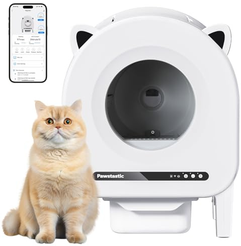 Self Cleaning Litter Box, 68 L Automatic Cat Litter Box for Multiple Cats, Robot with Dual Safety Protection, APP Control, Odor Removal Smart Litter Boxes, 2 Roll Trash Bags