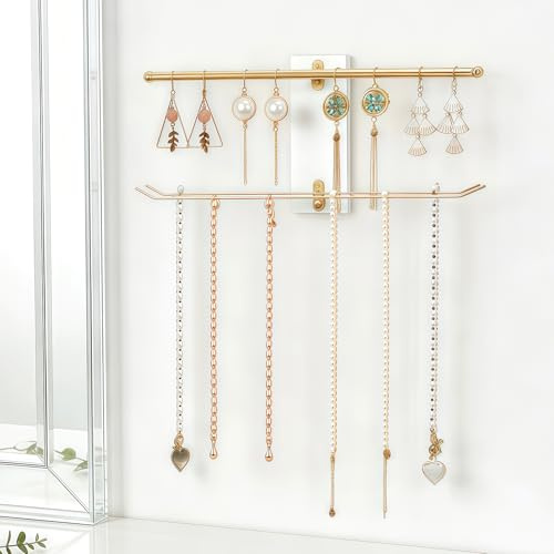 GAESHOW Portagioie da Parete, Espositore Portagioie in Oro, Organizzatore di Collane a Parete in Ferro, Porta Braccialetti Collane da Appendere, per Elastici per Capelli, Orecchini