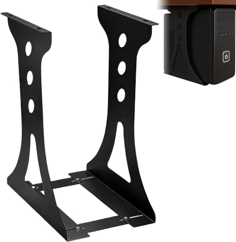 Supporto per PC sotto la scrivania, supporto sottotavolo per PC | Universale e regolabile in altezza, sospensione salvaspazio, portata fino a 30 kg, case per computer Heavy Duty, nero