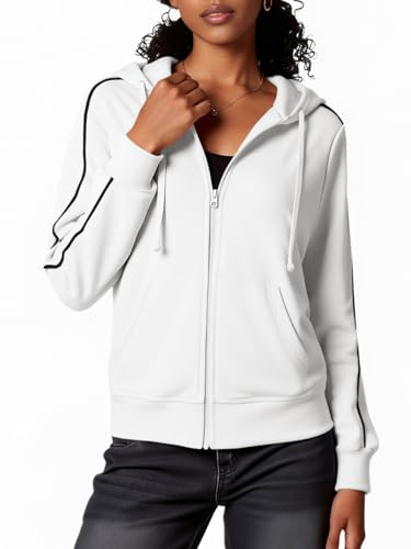 Fisoew Felpa da donna con cappuccio e cerniera, giacca sportiva con cappuccio.