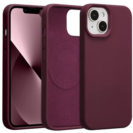 UCASONG Magnetic Liquid Silicone Phone Case for iPhone 15, Plum | 6.1Inch, Compatible with MagSafe, Cute Plain Solid Color Slim Case, Soft Smooth Matte Shockproof Protective Cover