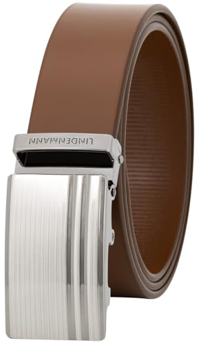 LINDENMANN Herren Automatikgürtel in Cognac, 35 mm, Echtleder, mit Automatikschließe, stilvoller Gürtel für Business, Chinos und gepflegte Alltagslooks