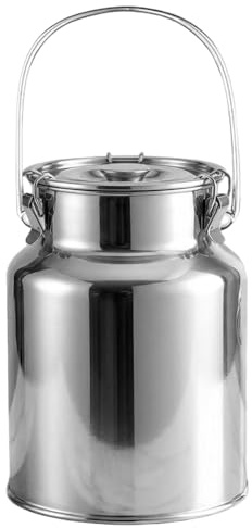 AIZYRLYR Pot À Lait en Acier Inoxydable, Seau À Lait avec Couvercle Hermétique Bidon À Lait Seau De Traite, Récipient De Stockage Hermétique pour Cuisine, Ferme Et Restaurant,5L 17x24CM