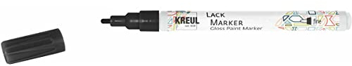 KREUL 47211 - Lackmalstift fine schwarz, mit Rundspitze Strichstärke 1 - 2 mm, zum Gestalten, Beschriften und Verzieren von kleinen, originellen Geschenken, Karten, uvm.