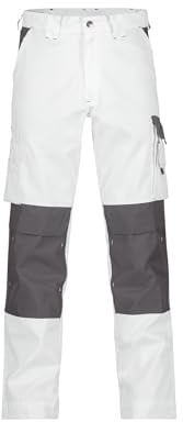 DASSY® Boston Zweifarbige Arbeitshose mit Kniepolstertaschen - Größe 58 - WEIß/ZEMENTGRAU