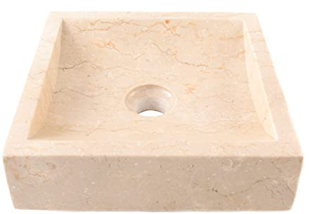 Marmor Waschbecken 30 cm eckig in beige von WOHNFREUDEN