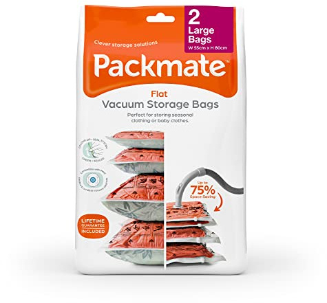Pack Mate Flat Vacuum Storage Bag Set, Black Leaf, Large, 2 Pack