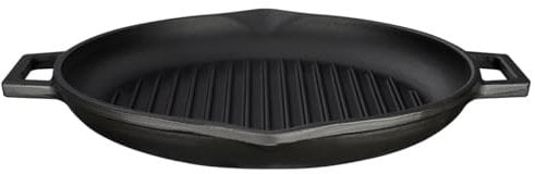 Lava Cookware LV Eco GT 30 T5 – Sartén de Grill, Integral Metal Asas, 30 cm de diámetro, Hierro Fundido, Color Negro