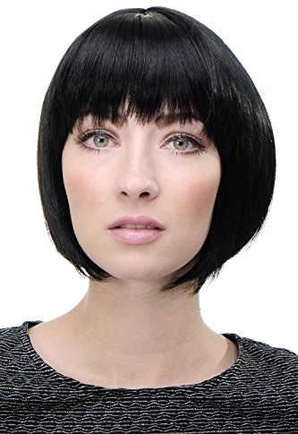 WIG ME UP - 703-1 Sexy Bob, Perücke, gerader Pony, Schwarz, Tiefschwarz
