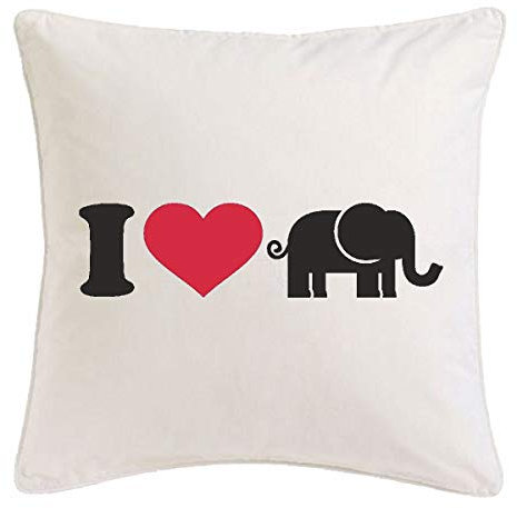 Reifen-Markt Kissenbezug 40x40cm I Love Elefanten - Dumbo - Elefanten Baby - Elefant - Wildtier aus Mikrofaser in Weiß