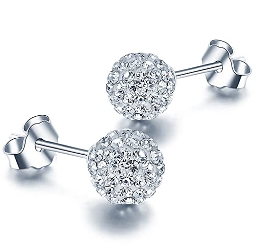 Unendlich U 925 Sterling Silber mit Platinum 8mm Österreichische Kristallkugel Ohrstecekr Ohrringe für Damen/Mädchen