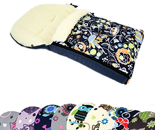 Babys-Dreams BAMBINIWELT universaler Winterfußsack (90cm oder 108cm), auch geeignet für Babyschale, Kinderwagen, Buggy, aus Wolle im Eulendesign (108cm, $8)