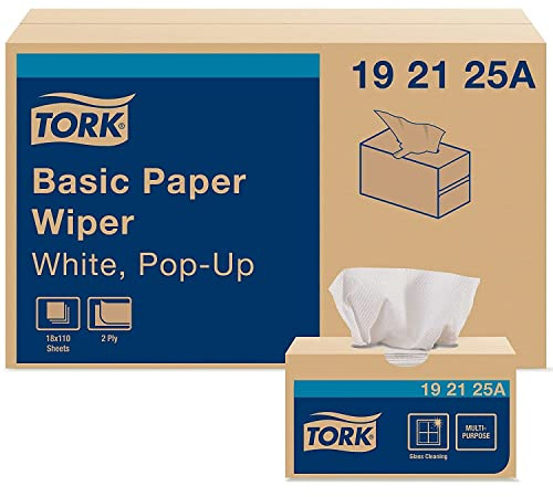 Tork Basic Paper Wiper White, Pop-up Box, 18 x 110 Sheets, 192125A