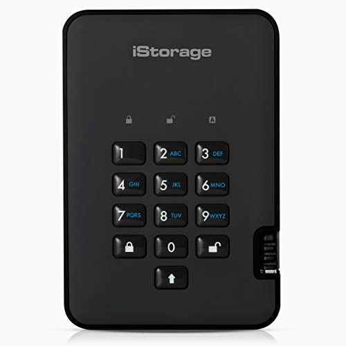 iStorage diskAshur2 SSD 256GB Schwarz - Sicheres tragbares Solid-State-Laufwerk - Passwortgeschützt - Staub- und wasserdicht - Hardware-Verschlüsselung