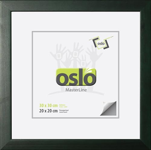 OSLO MasterLine Bilderrahmen 30 x 30 quadratisch dunkel grün Holz Echt-Glas Foto-Rahmen
