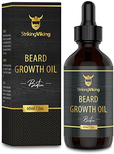 Aceite de crecimiento de la barba con biotina – espesar y acondicionar el crecimiento del aceite de barba - Suero de barba natural para el crecimiento del cabello facial para hombres de - sandalwood