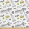 Lunarable American Fabric by The Yard, New York City of Liberty Hotdogs Taxi Cabs Burger Manhattan Bridge Dekostoff für Polster und Home Accents 2,7 m Gelb Grau