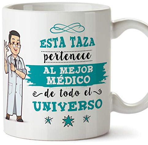 MUGFFINS Médico Tazas Originales de café y Desayuno para Regalar a Trabajadores Profesionales - Esta Taza Pertenece al Mejor Médico del Universo - Cerámica 350 ml