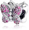 PANDOCCI 2019 Primavera Rosa abbagliante Farfalla Bead 925 Argento Fai da Te Adatto per Originale Pandora bracciali Gioielli Moda Fascino