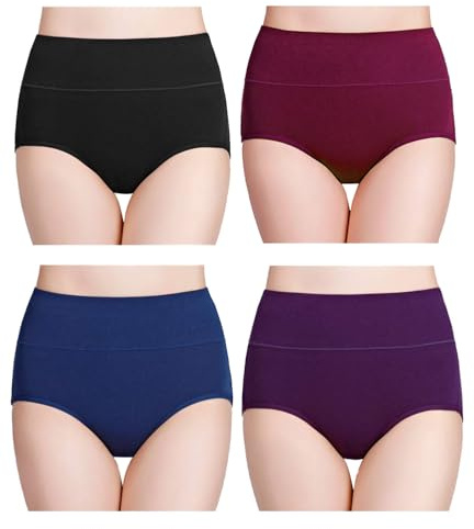 wirarpa Ladies Knickers Cotton Full Briefs High Waisted Underwear Panties for Women Multipack Size S