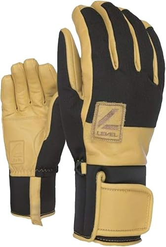 Level Rover - Skihandschuhe Herren Leder, mit Klettverschluss, Winterhandschuhe Herren Wasserdicht für Extreme Kälte, Atmungsaktiv Thermohandschuhe, Schneebekleidung für Männer - 1 Paar