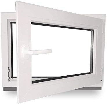 Kellerfenster - Fenster - Dreh- & Kippfunktion - innen weiß/außen weiß - BxH: 120 x 70 cm - 1200 x 700 mm - DIN Rechts - 2 fach Verglasung - 60 mm Profil