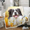 Hund gedruckt Flanell Fleecedecke Netter Haustier Hund Wohndecke 150x200cm Gelbe Blumenblumen Kuscheldecke für Sofa 3D Garden Tiere Theme Decke