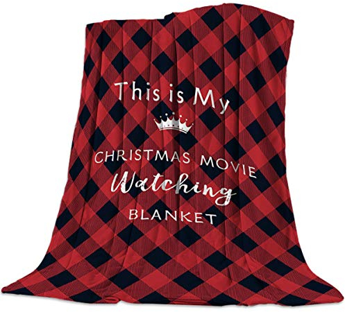 Plaid en flanelle à carreaux rouges 40 x 127 cm Couverture de Noël pour regarder un film de Noël Rouge et noir Plaid pour vacances TV Couverture légère ultra douce et confortable en peluche d'hiver