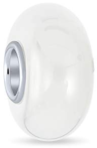 Bling Jewelry Einfacher Murano Glas Solider Weißer Abstandshalter Perlenanhänger Für Frauen Für Teenager Passend Für Europäisches Armband .925 Sterlingsilber