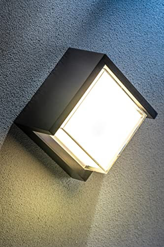 CGC Lighting Black White Square Round LED Wall Ceiling Outdoor Bulkhead Light Waterproof Shed Conservatory Garden Porch Patio Driveway Garage (Black/White Square)