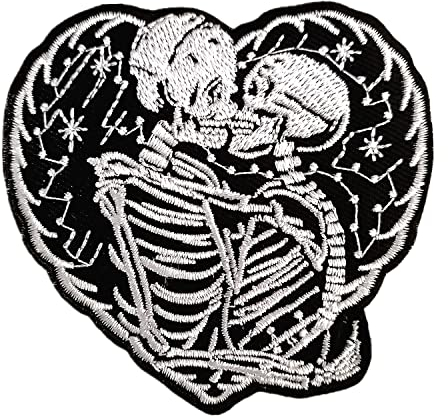 BPA Skelett Herz Aufnäher, Patches zum Aufbügeln, Bügel Flicken