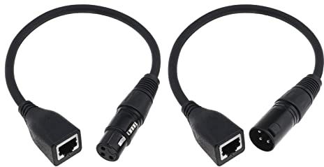 EMSea 2 stücke XLR 3 Pin Female & Male auf RJ45 Female Adapter Converter Verlängerungskabel Anschlusskabel XLR Adapterkabel LED Controller Converter Kabel 30CM