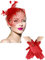 Geyoga Fascinator-Hut für Damen, 50er-Jahre-Fascinator-Hut für Beerdigung, Schleier, Pillbox, Cocktail, Teeparty, Kopfbedeckung und Spitzenhandschuh, Rot/Ausflug, einfarbig (Getaway Solids), Medium