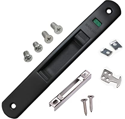 WANLIAN Cerradura puerta corredera,cierre ventana corredera Aleación de zinc, cerradura de gancho de puerta de ventana móvil pestillo minimalista moderno de un solo lado(Negro)