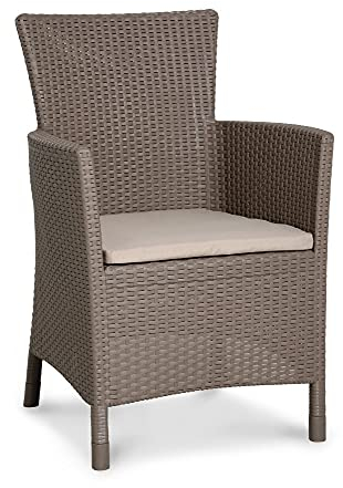 Beauty.Scouts Dining-Sessel Leeds 2X Gartensessel. inkl. Sitzkissen Geflechtoptik Outdoor Gartenstuhl Gartenmöbel Möbel Garten modern robust Farbe Cappuccino