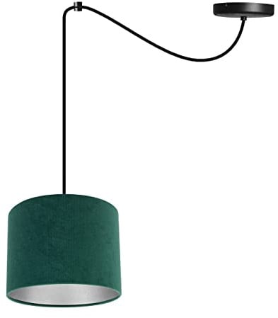Light-Home Milan Spider Hängelampe - Hängeleuchte in Spinnenform - Deckenlampe – Spinne Lampe mit 1 Kopf - Hängeleuchte aus Metall und Stoff - E27 - Grün und Silber