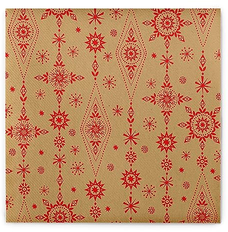 Sovie HORECA Serviette Brigitte in Naturbraun-Rot aus Linclass® Airlaid, Einweg Weihnachtsserviette festlich stilvoll, ideal für Advents- & Weihnachtsfeiern, 40x40cm, 50 Stück