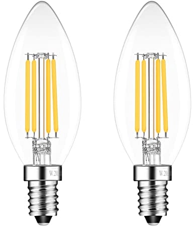 Sokkldccd E14 4W Led Candle Light Bulbs Warm White 2700K, Small Screw Candle Light Bulb, 4W Equivalent 40w, 400lm, Pack of 2