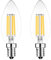 Sokkldccd E14 4W Led Candle Light Bulbs Warm White 2700K, Small Screw Candle Light Bulb, 4W Equivalent 40w, 400lm, Pack of 2