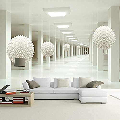 Eigenes 4D Wandbild Große Tapete Stereoskopische Abstrakte Kunst Raum Weiße Kugel Modernes Hd Seidenwandbild P Tapeten Wohnkultur Fototapete 3D Effekt Wohnzimmer Schlafzimmer Kinderzimmer-150Cm×105Cm