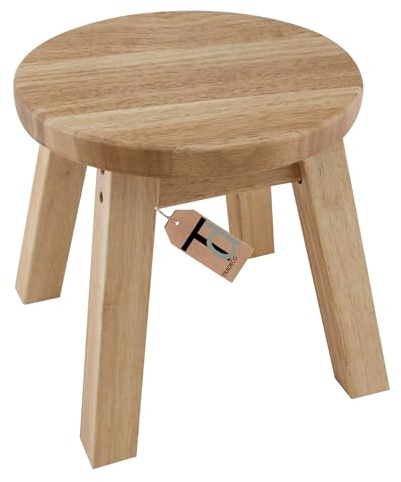 Tradeco direct® Kids Solid Hevea Wood Wooden Milking Stool Child Toddler Children 26 x 26 x 26cm, Ideal For Engraving and Personalisation