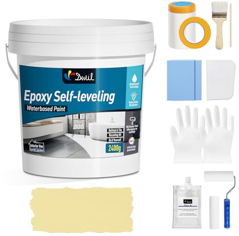 DWIL Tub Refinishing Kit, Epoxy tub Paint, Tub &Tile Paint Self-Leveling Tub Paint with Tools, Low Odor& 20X Thicker Than Other Tub Paint for Bathroom, Bright Gloss Lemon Ice Yellow/1 Bathtub Size