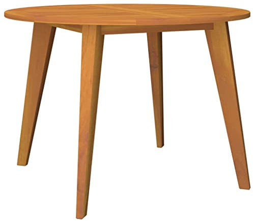 Massivholz Akazie Gartentisch Ø110 cm Bistrotisch Holztisch Garten Tisch Esstisch Terrassentisch Balkontisch Gartenmöbel, Braun